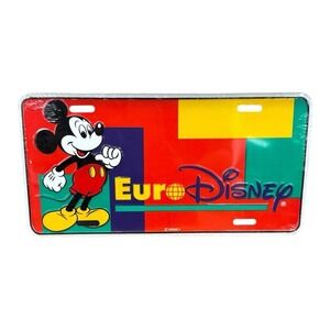 Euro Disney Disney Metal License Plate Sign Sealed